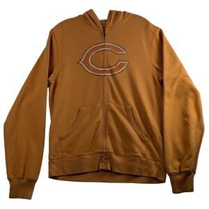 Reebok Chicago Bears NFL Orange Full Zip Hoodie Men Small Long Sleeve Distressed
